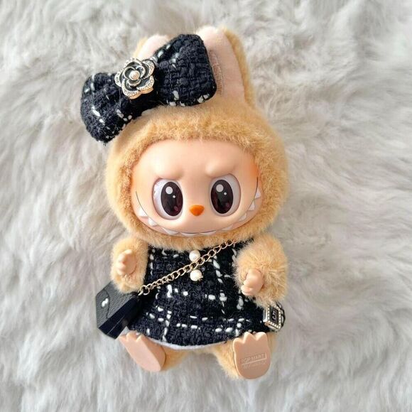 ⚡️FLASH SALE⚡️Labubu Outfit - Tweed Dress and bow set in Black (3 in 1) - Picture 2 of 5